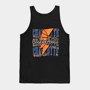 Graphic Basketball Charlotte Proud Name Vintage Tank Top